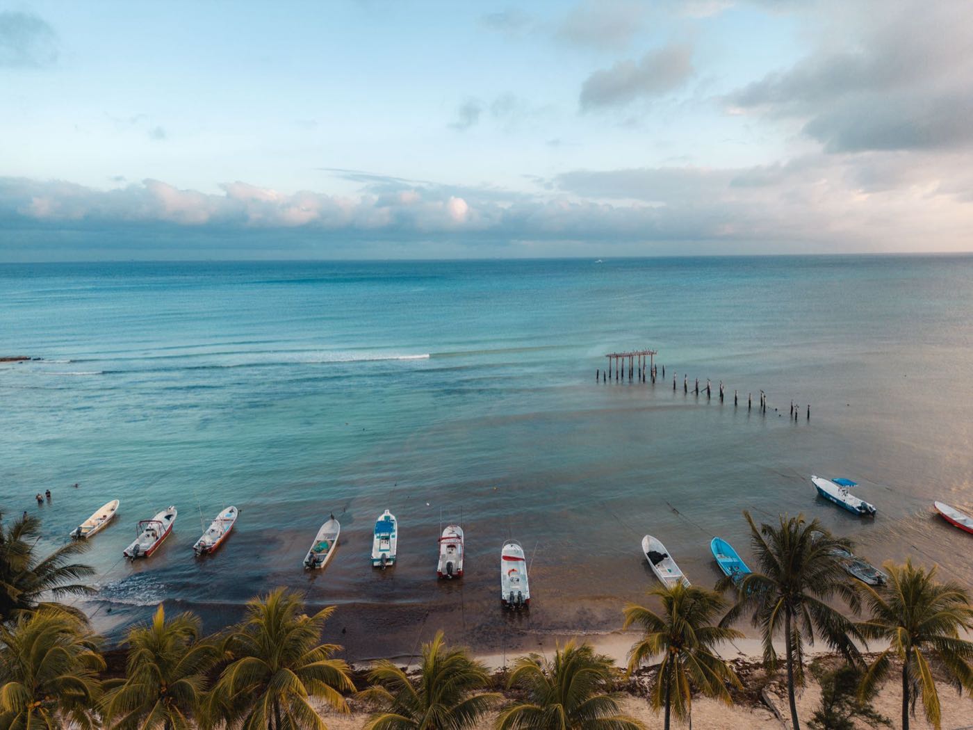 Coucher de soleil sur la plage de Playa del Carmen, Quintana Roo, Mexique