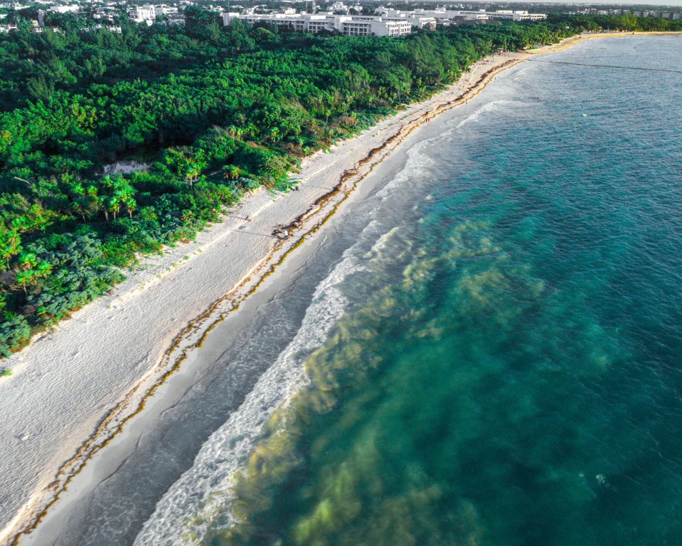 Vue aérienne de la côte de Playa del Carmen, Quintana Roo, Mexique